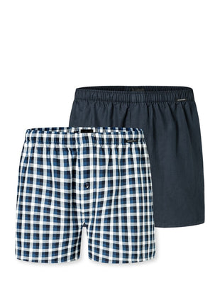 Schiesser boxershort 2 pack organic cotton blauw heren