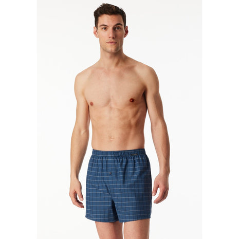 Schiesser boxershort 2 pack organic cotton blauw ruiten heren