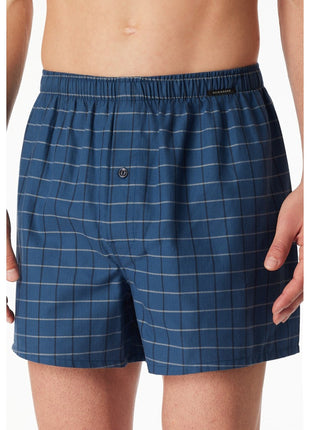 Schiesser boxershort 2 pack organic cotton blauw ruiten heren