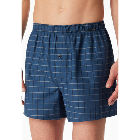 Schiesser boxershort 2 pack organic cotton blauw ruiten heren