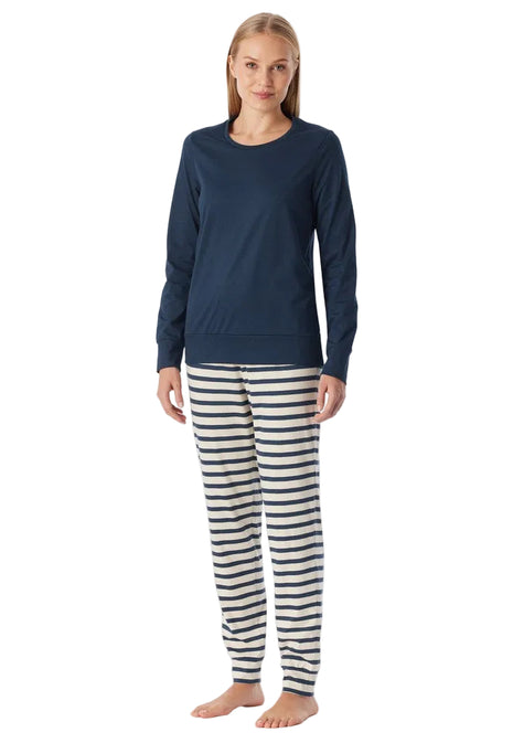 Schiesser pyjama lange broek casual essentials deep blue dames - afbeelding 1