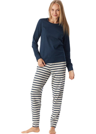Schiesser pyjama lange broek casual essentials deep blue dames - afbeelding 3