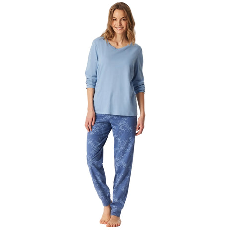 Schiesser pyjama lange broek Uncover light blue dames