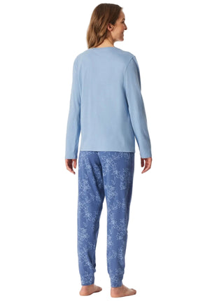 Schiesser pyjama lange broek Uncover light blue dames