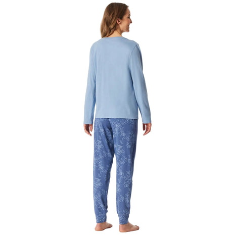 Schiesser pyjama lange broek Uncover light blue dames