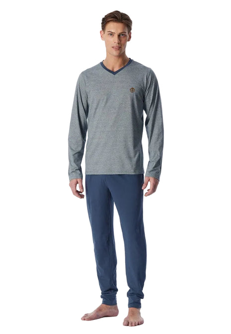 Schiesser pyjama long 95/5 deep blue heren - afbeelding 1