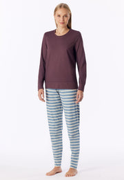 Schiesser pyjama long casual essentials cocoa brown dames