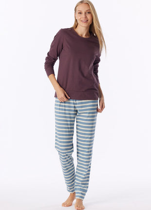 Schiesser pyjama long casual essentials cocoa brown dames - afbeelding 3