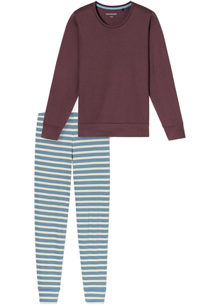 Schiesser pyjama long casual essentials cocoa brown dames - afbeelding 6
