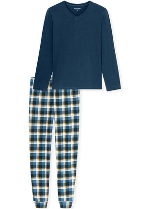 Schiesser pyjama long casual essentials deep blue heren - afbeelding 8