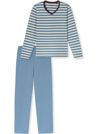 Schiesser pyjama long casual essentials greyblue dames - afbeelding 6