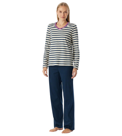 Schiesser pyjama long casual essentials seasalt dames - afbeelding 1