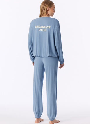 Schiesser pyjama long casual fashion greyblue dames - afbeelding 3