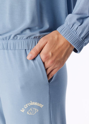 Schiesser pyjama long casual fashion greyblue dames - afbeelding 5