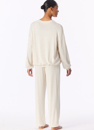 Schiesser pyjama long mix + relax beige melange dames - afbeelding 2
