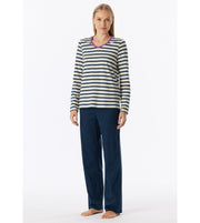 Schiesser pyjama long casual essentials seasalt dames