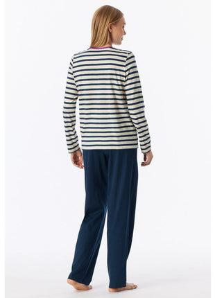 Schiesser pyjama long casual essentials seasalt dames - afbeelding 3