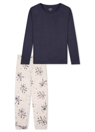 Schiesser pyjama long Uncover bluegrey dames