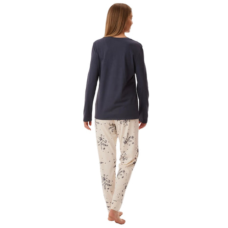 Schiesser pyjama long Uncover bluegrey dames
