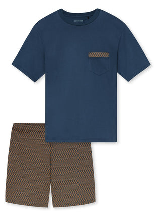 Schiesser pyjama short comfort nightwear deep blue heren - afbeelding 7