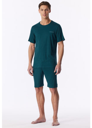 Schiesser pyjama short modern bonded deep sea green heren - afbeelding 5