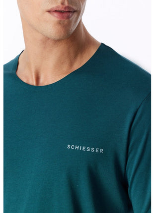 Schiesser pyjama short modern bonded deep sea green heren - afbeelding 6