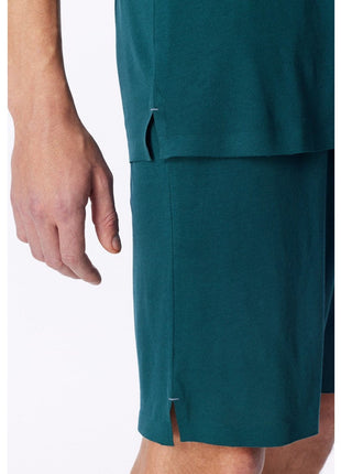 Schiesser pyjama short modern bonded deep sea green heren - afbeelding 7