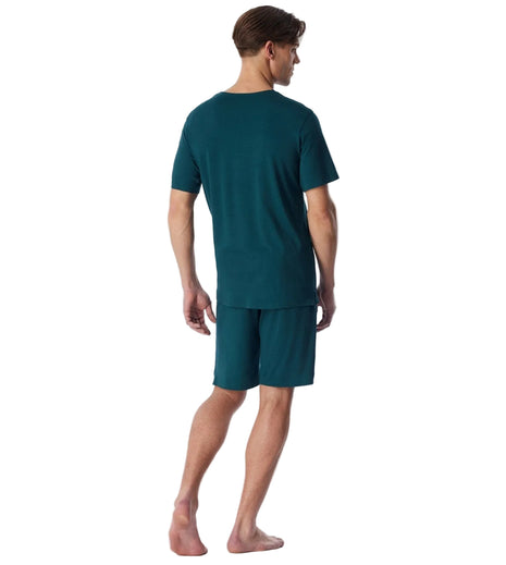 Schiesser pyjama short modern bonded deep sea green heren - afbeelding 2