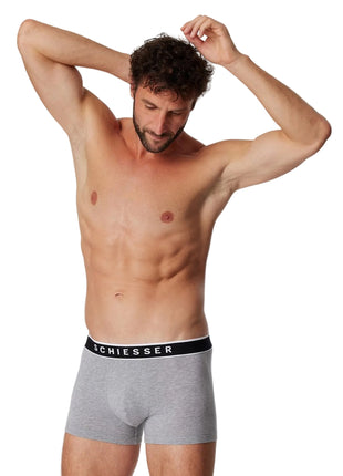 Schiesser short 3 pack 95/5 organic cotton boxer briefs grey melange heren