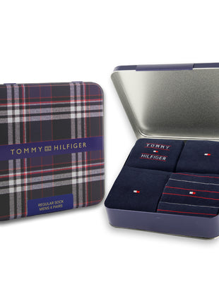 Tommy Hilfiger sokken 4 paar tin giftbox sock blue - afbeelding 1