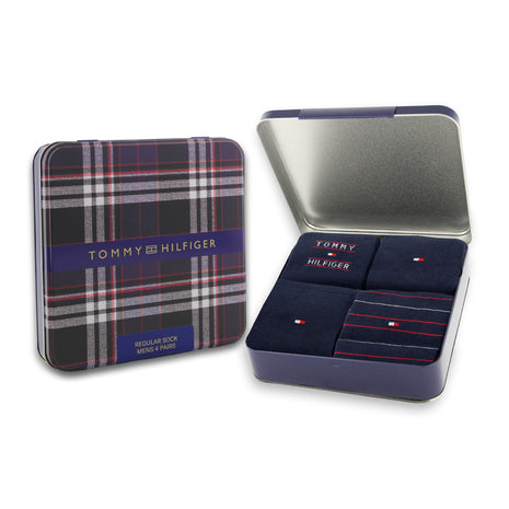 Tommy Hilfiger sokken 4 paar tin giftbox sock blue - afbeelding 1