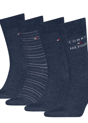 Tommy Hilfiger sokken 4 paar tin giftbox sock blue jeans - afbeelding 2