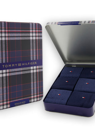 Tommy Hilfiger sokken 6 paar tin giftbox birdey sock navy - afbeelding 1