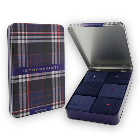 Tommy Hilfiger sokken 6 paar tin giftbox birdey sock navy - afbeelding 1